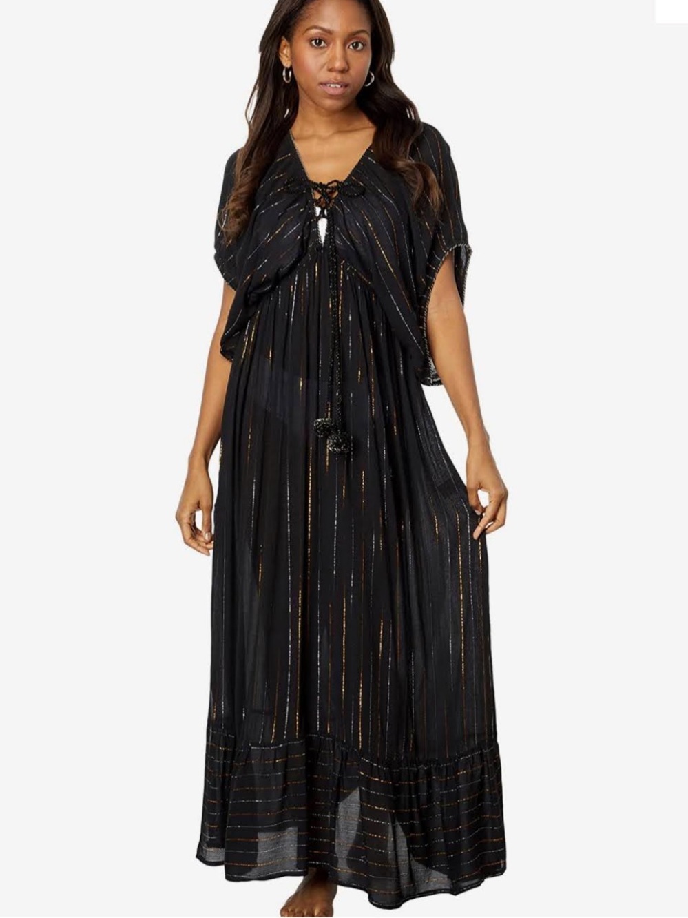 NWT ✨ American and Beyond Black metallic beach coverup or dress size M